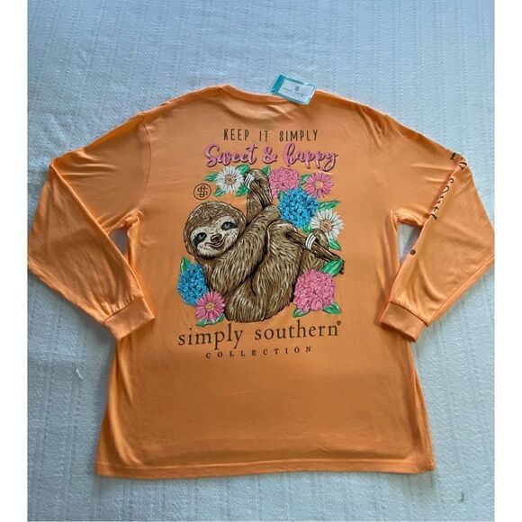 SIMPLY SOUTHERN MEDIUM KEEP IT SIMPLY SWEET & HAPPY SLOTH T-SHIRT - Picture 6 of 8